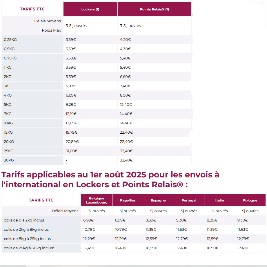 Tarifs MR sept 2025